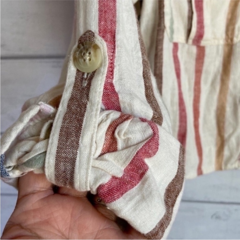 American Eagle Multi Striped Cropped Button Down … - image 7